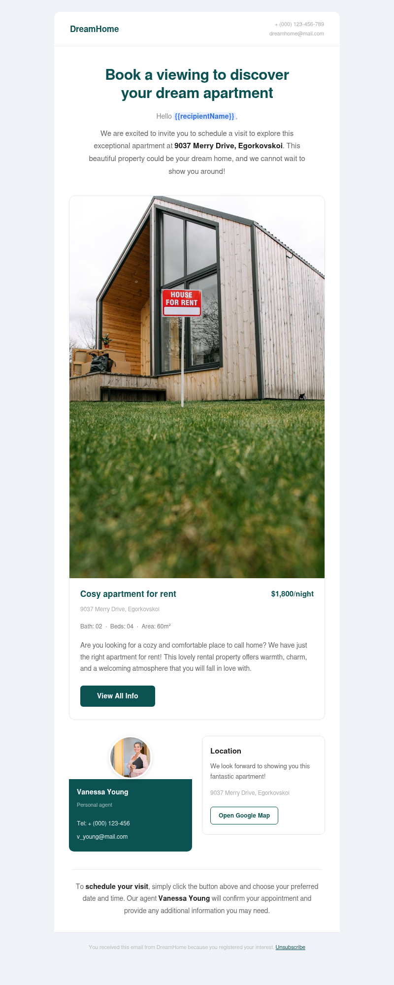 Book a Viewing — Your Dream Apartment Awaits email template preview