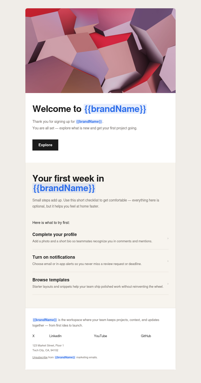 Welcome to Collage — get started today email template preview