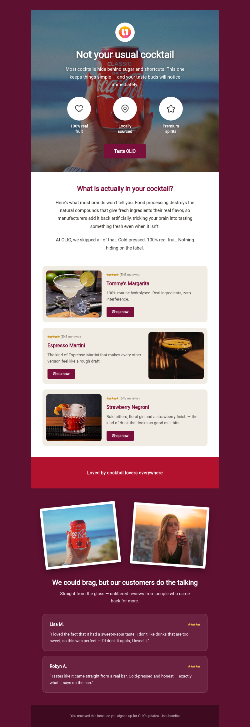 Not your usual cocktail email template preview