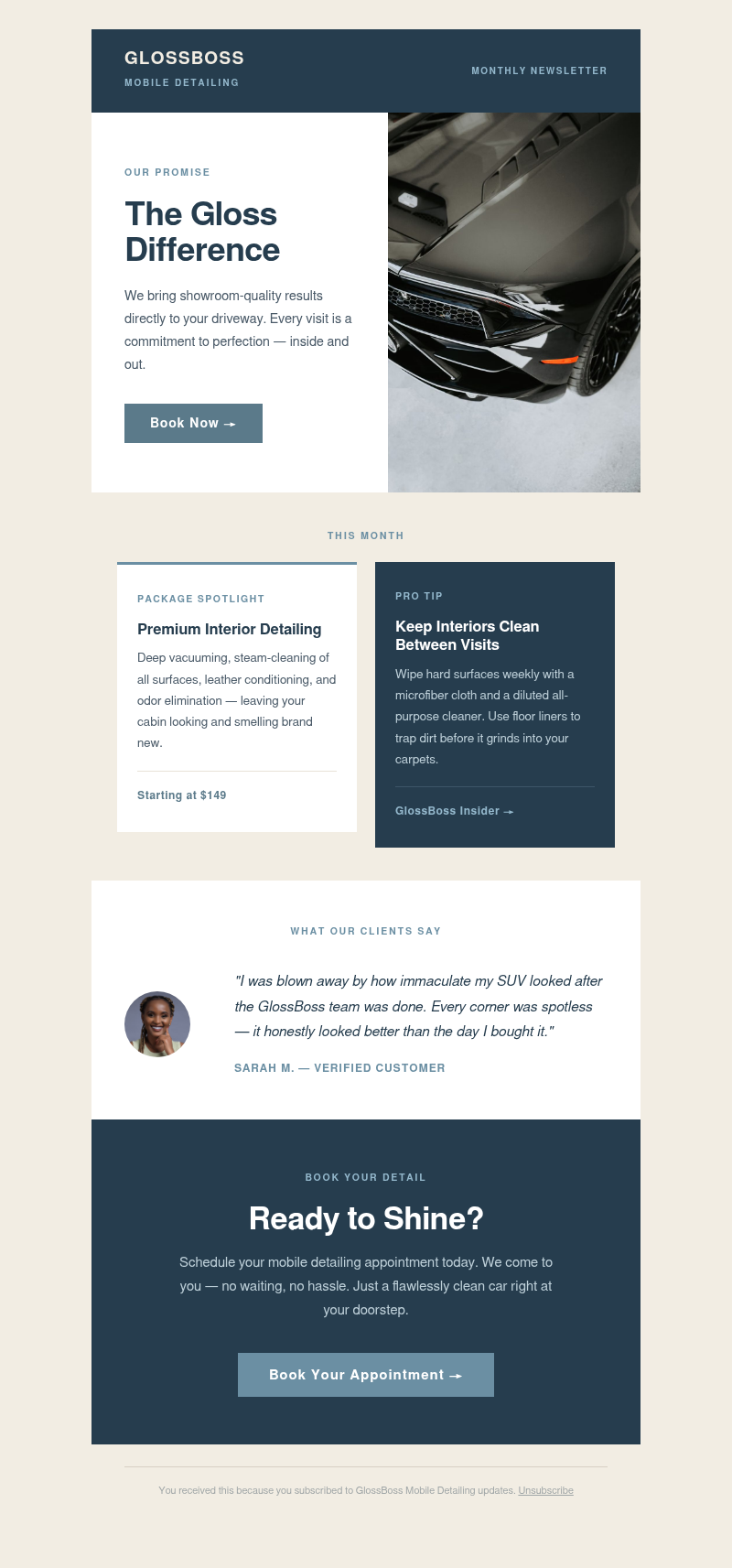 The Gloss Difference — Your Monthly GlossBoss Update email template preview